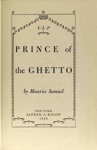Cover for Prince of the ghetto