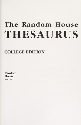 Cover for The Random House thesaurus