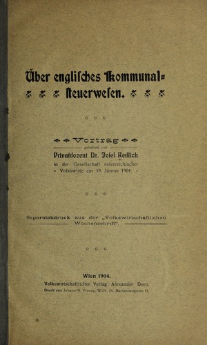 Cover for Uber englisches kommunal-steuerwesen
