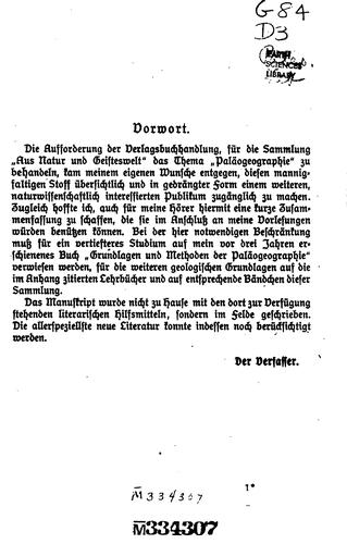 Cover for Geologie der Vorwelt(paläographie)