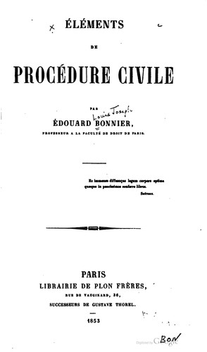 Cover for Éléments de procédure civile