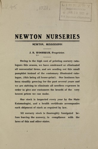 Cover for Newton Nurseries [catalog]
