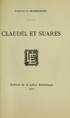 Cover for Claudel et Suares