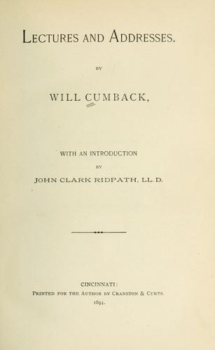 Cover for Lectures and addresses.