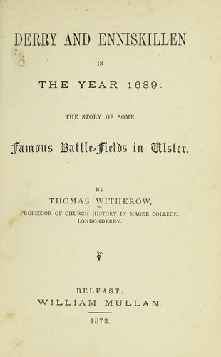 Cover for Derry and Enniskillen in the year 1689