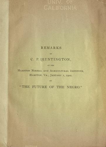 Cover for Remarks of C. P. Huntington