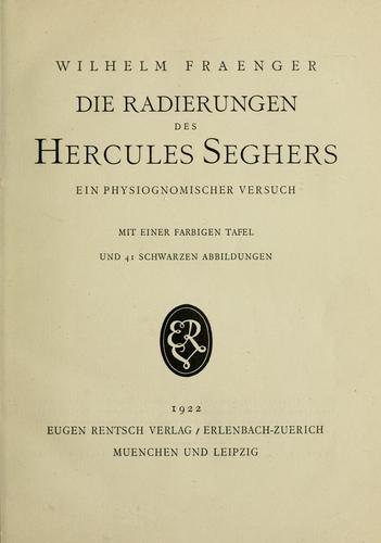 Cover for Die Radierungen des Hercules Seghers