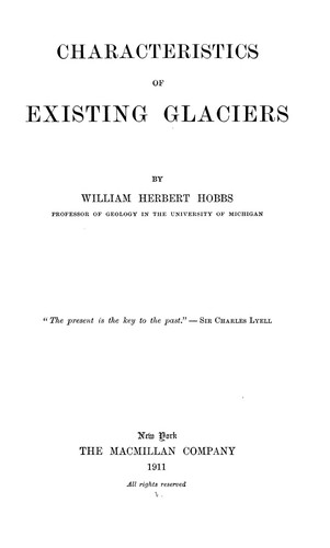 Cover for Characteristics of existing glaciers