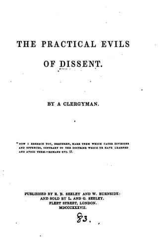 Cover for The practical evils of dissent, by a clergyman