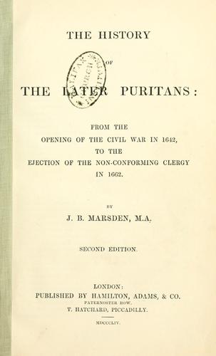 Cover for The history of the later Puritans