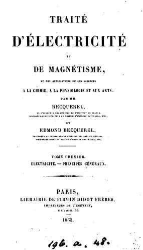 Cover for Traité d'électricité et de magnétisme, et des applications de ces sciences à la chimie, à la ...