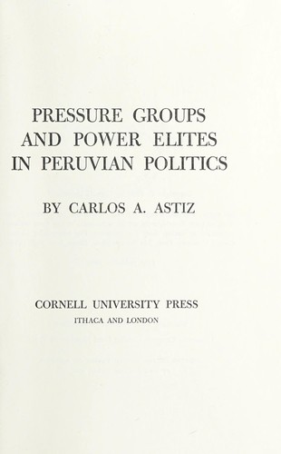 Cover for Pressure groups and power elites in Peruvian politics