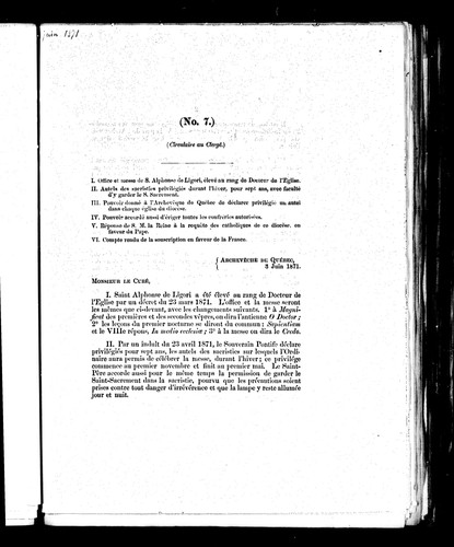 Cover for Circulaire au clergé