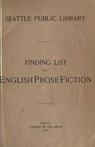 Cover for Finding list of English prose fiction.