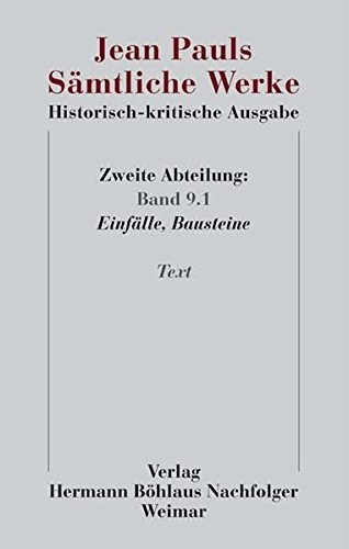 Cover for Jean Pauls Sämtliche Werke. Historisch-kritische Ausgabe : Zweite Abteilung. Band 9.1