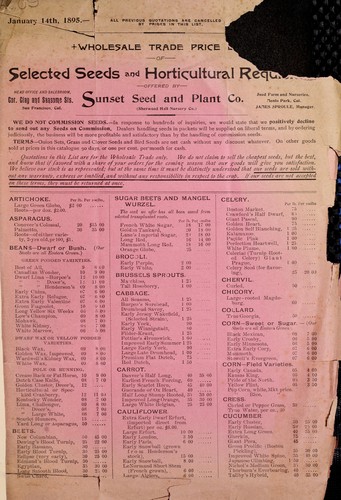 Cover for Wholesale trade price list of selected seeds and horticultural requisites