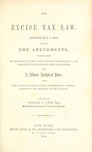Cover for The excise tax law.