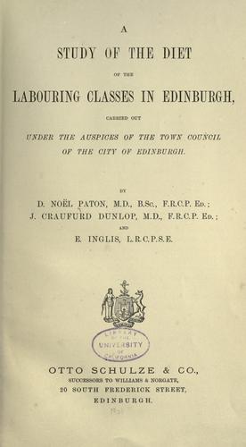 Cover for study of the diet of the labouring classes in Edinburgh