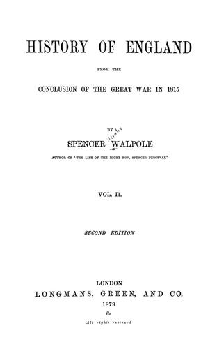 Cover for A history of England from the conclusion of the great war in 1815