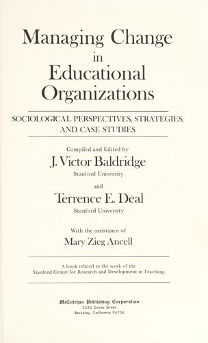Cover for Managing change in educational organizations
