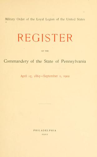 Cover for Register of the commandery of the state of Pennsylvania, April 15, 1865-September 1, 1902.