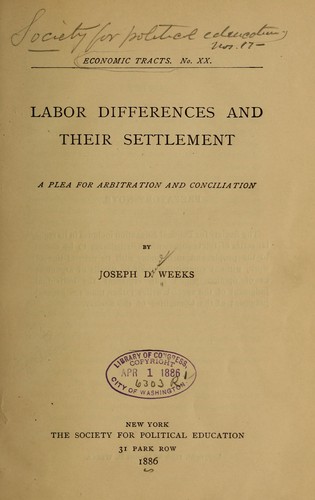 Cover for Labor differences and their settlement.