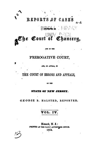 Cover for Reports of Cases Determined in the Court of Chancery, and in the Prerogative Court, And, on ...