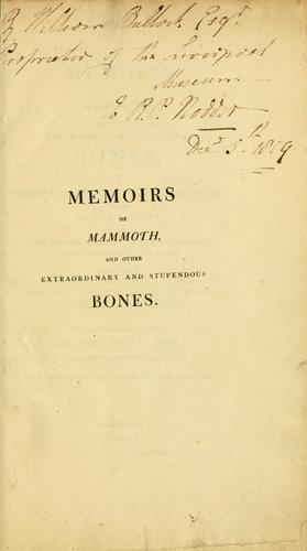 Cover for Memoirs of mammoth