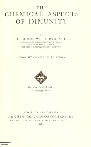 Cover for The chemical aspects of immunity