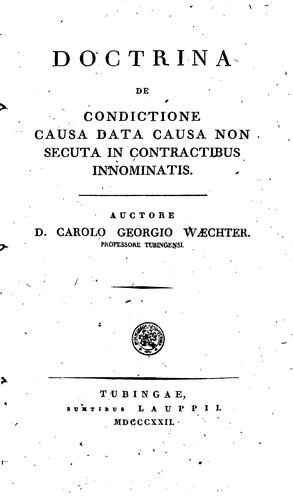 Cover for Doctrina de condictione causa data causa non secuta in contractibus innominatis