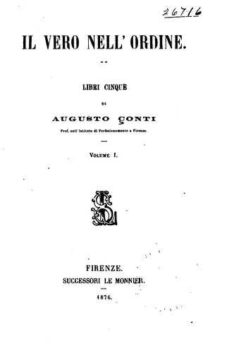 Cover for Il vero nell' ordine
