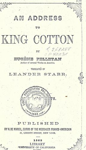 Cover for An address to King Cotton