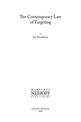 Cover for The contemporary law of targeting