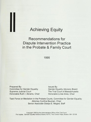 Cover for Achieving equity