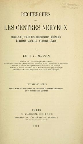 Cover for Recherches sur les centres nerveux