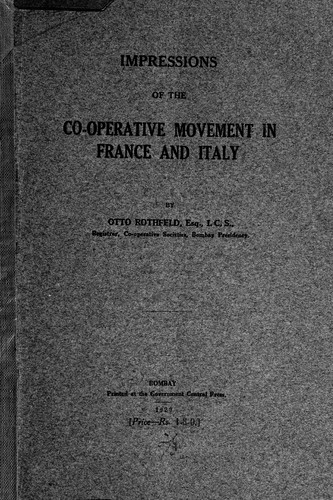 Cover for Impressions of the co-operative movement in France and Italy