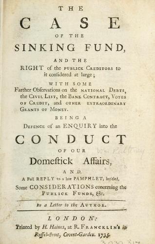 Cover for case of the sinking fund