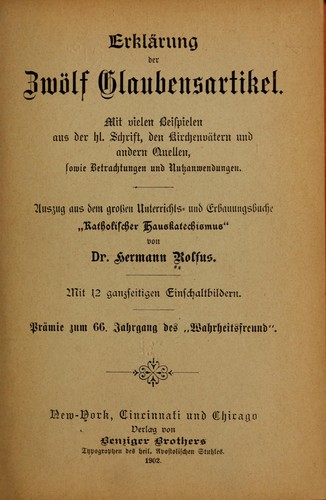 Cover for Erklärung er zwölf glaubensartikel
