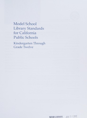 Cover for Model school library standards for California public schools
