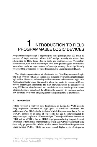 Cover for Digital Systems Design and Prototyping Using Field Programmable Logic