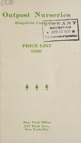 Cover for Price list, 1930