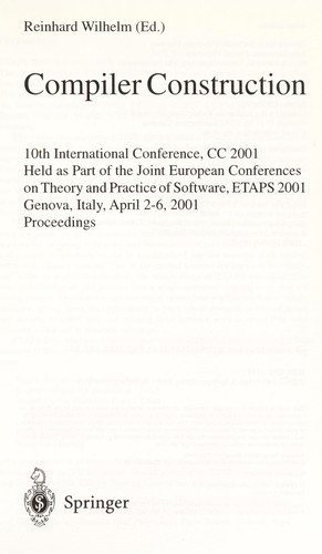 Cover for Compiler construction