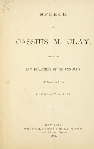 Cover for Speech of Cassius M. Clay