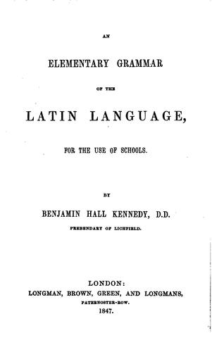 Cover for An elementary grammar of the Latin language