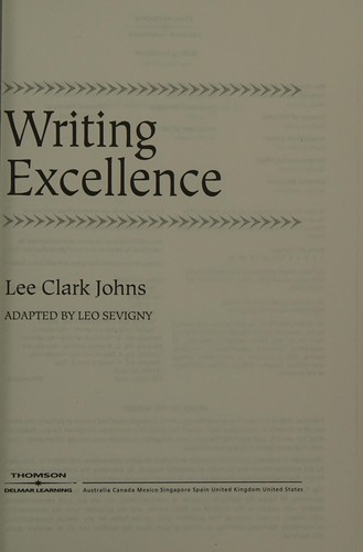 Cover for Writing excellence