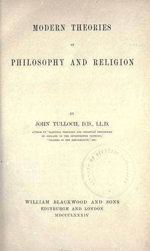 Cover for Modern theories in philosophy and religion