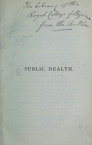 Cover for Public health, a popular introduction to sanitary science