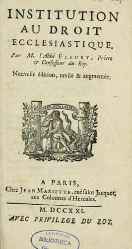 Cover for Institution au droit ecclésiastique