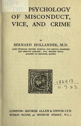 Cover for The psychology of misconduct, vice, and crime.