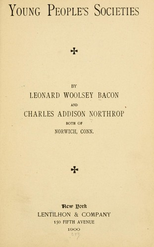 Cover for Young people's societies